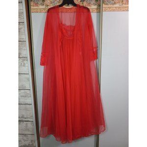Chic Lingerie Red Vintage S/M 2 Piece Lingerie Sexy Sheer Classic Lace Nightie